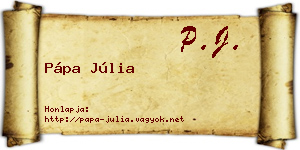 Pápa Júlia névjegykártya